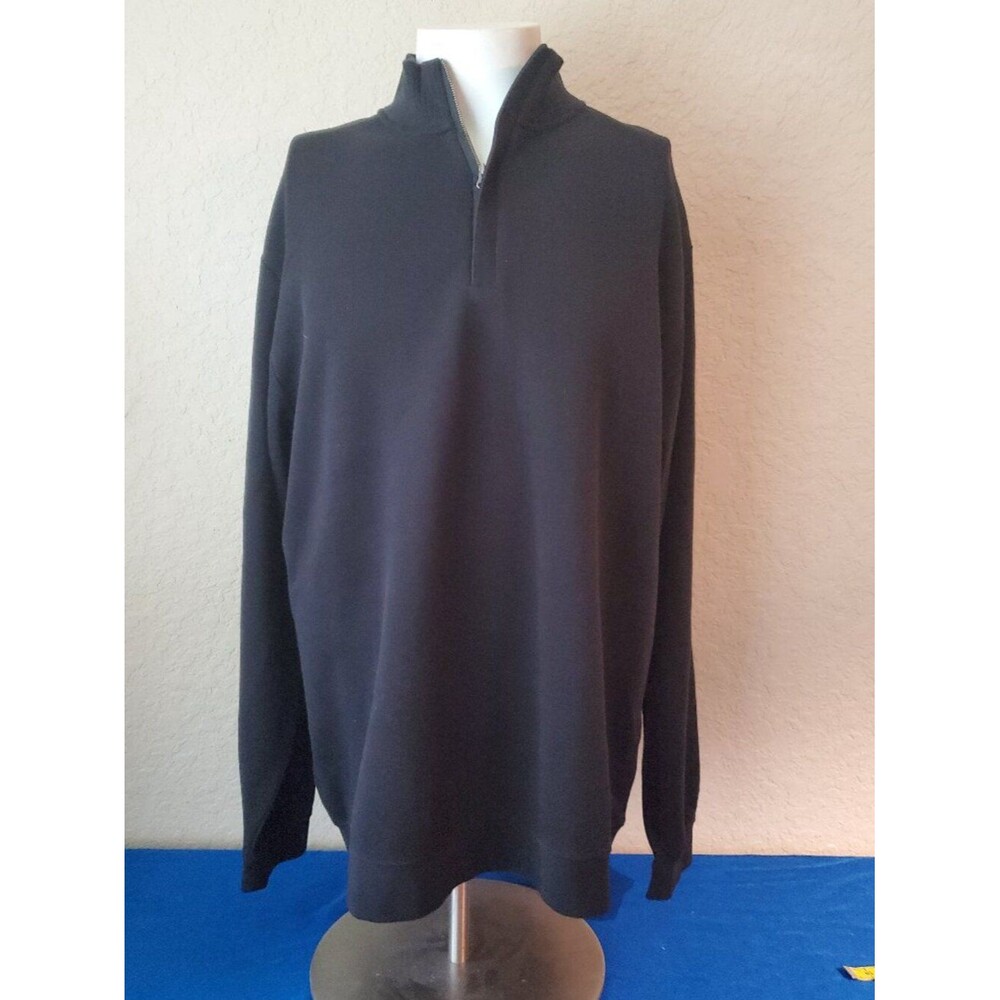Cutter & Buck Black 100% Cotton 1/4 Zip Pullover Sweater Mens XL